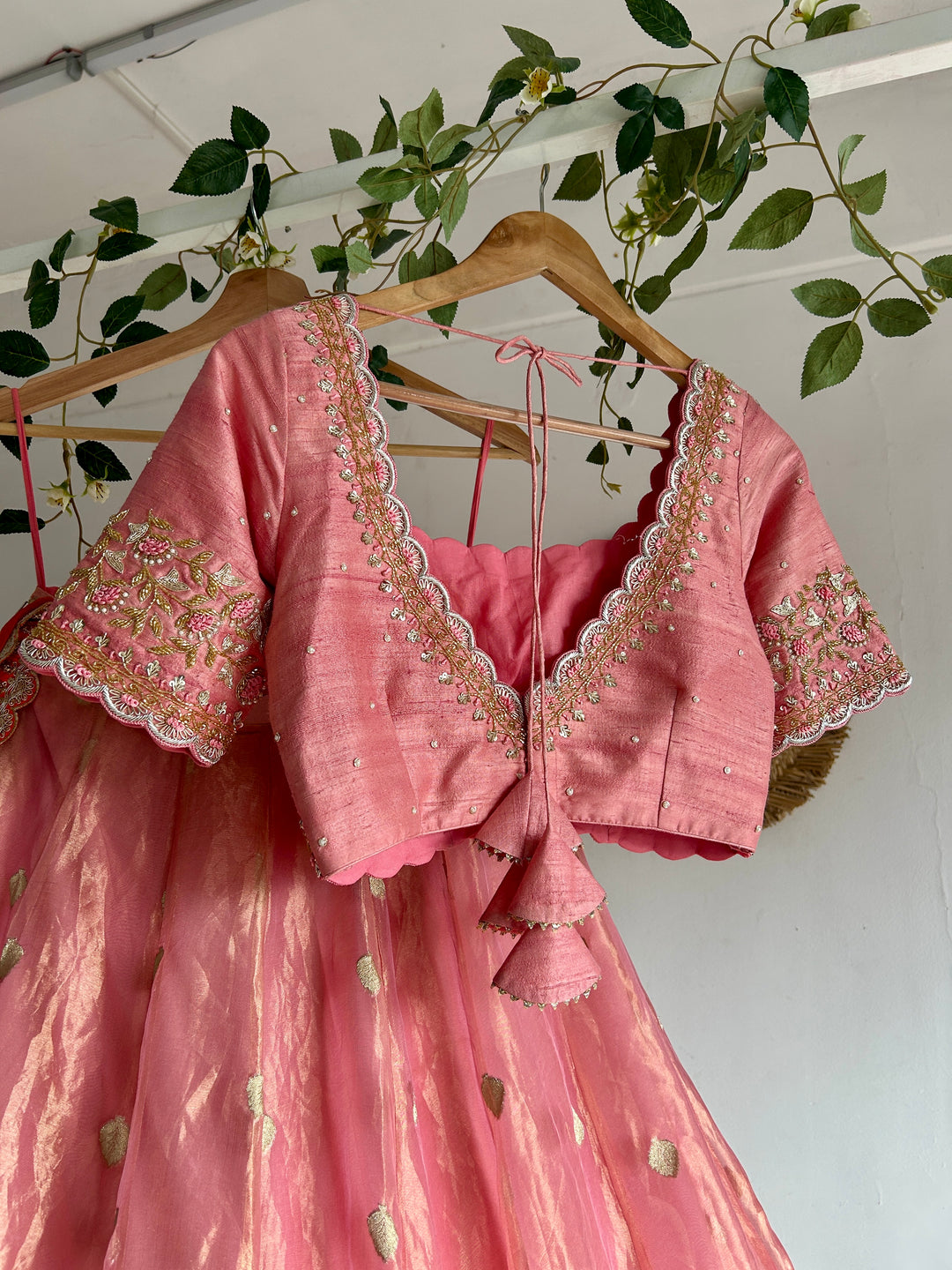 Pink Tissue Lehenga