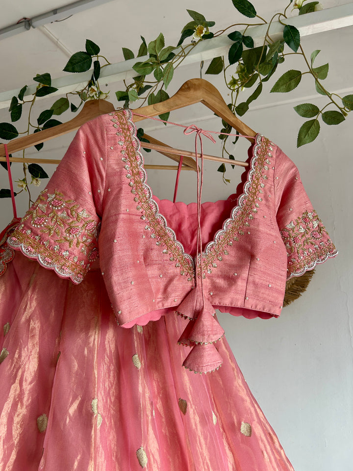 Pink Tissue Lehenga