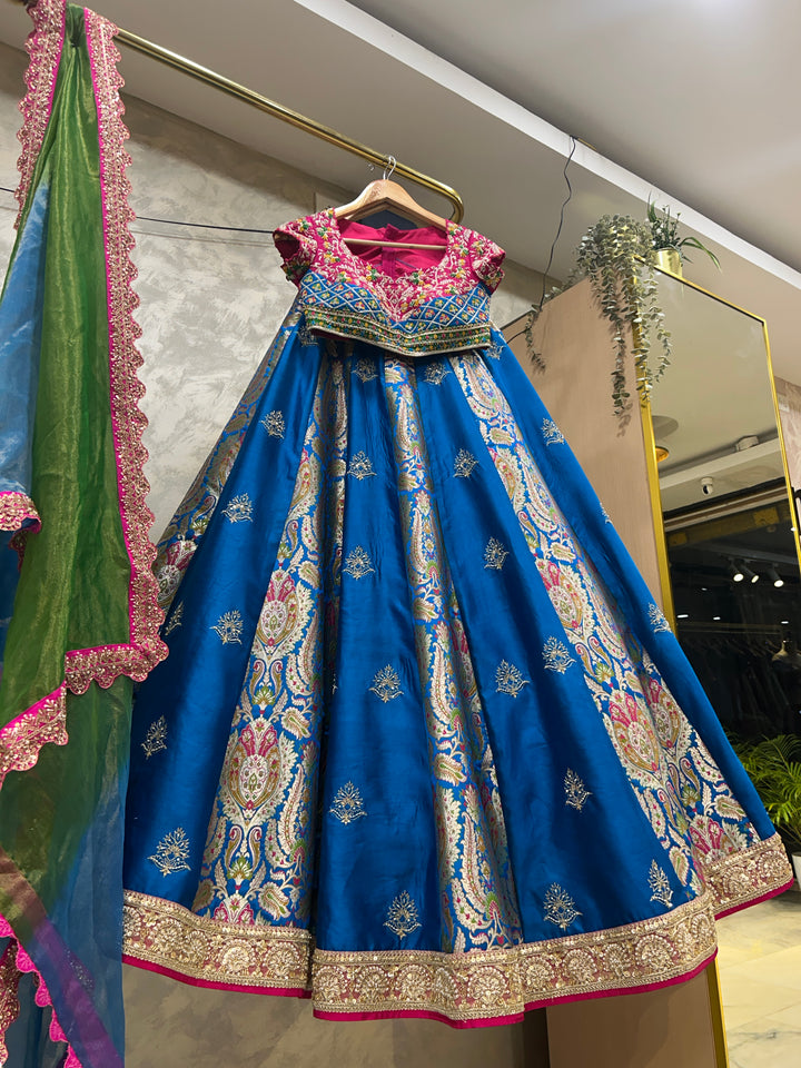 Blue Banaras Silk Lehenga