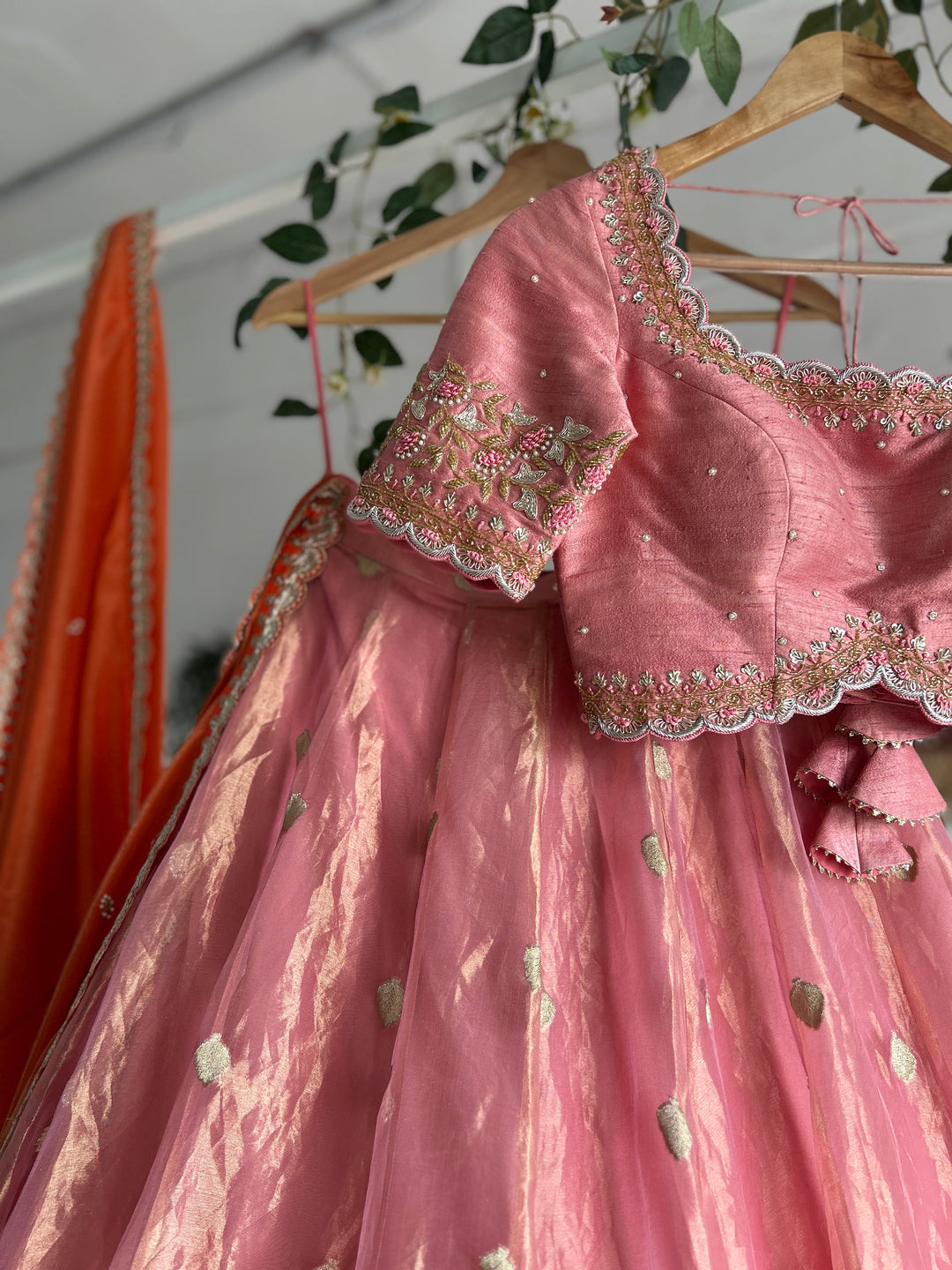 Pink Tissue Lehenga