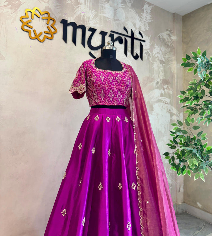 Purple Bridal Silk Lehenga