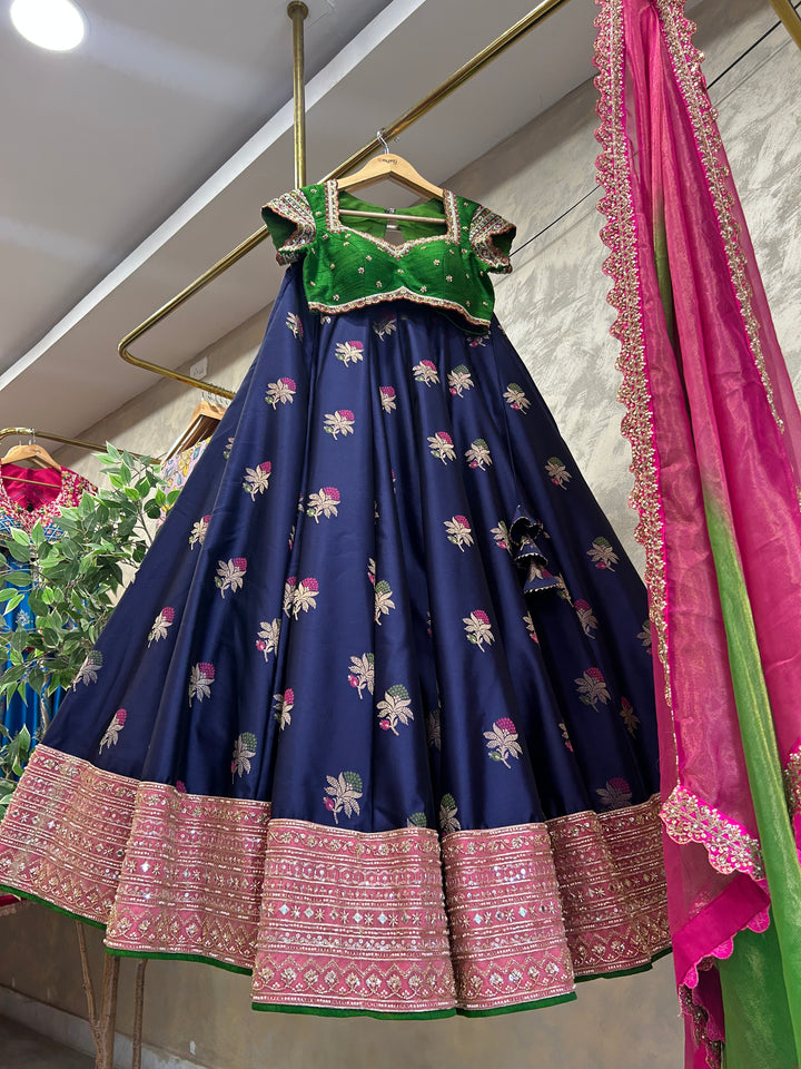 Blue & Green Banaras Silk Lehenga