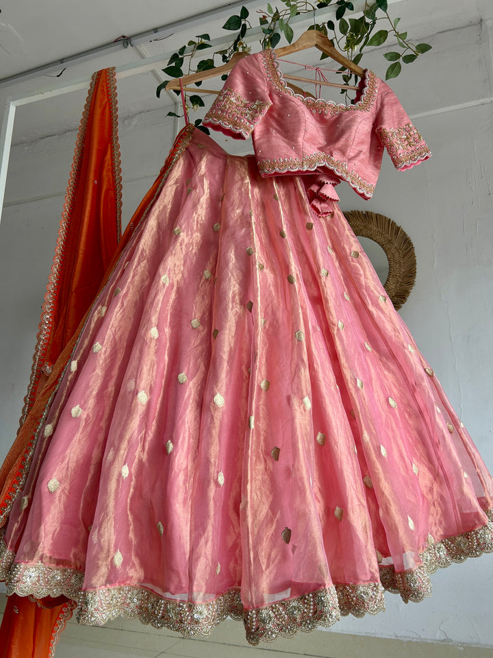 Pink Tissue Lehenga