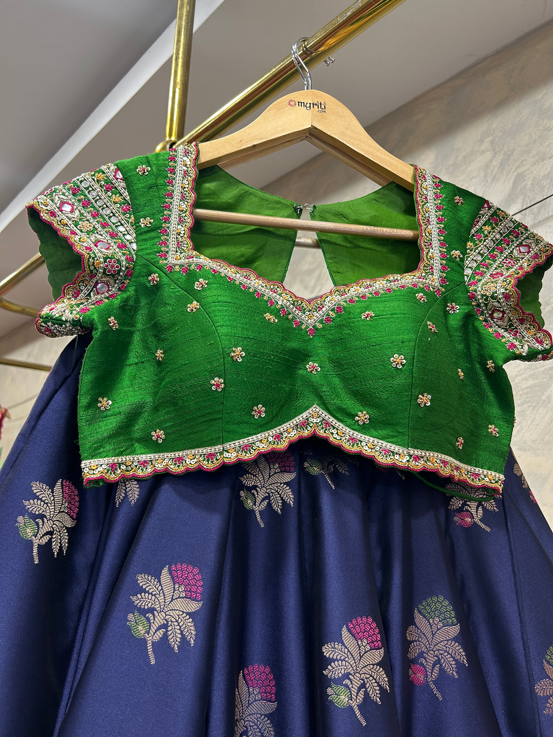 Blue & Green Banaras Silk Lehenga