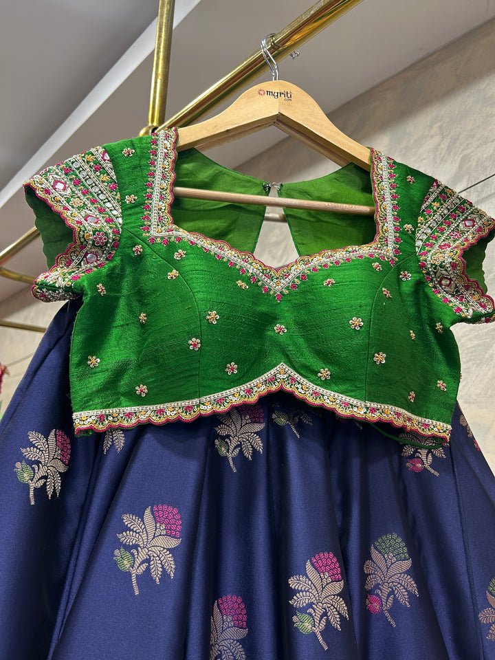 Blue & Green Banaras Silk Lehenga