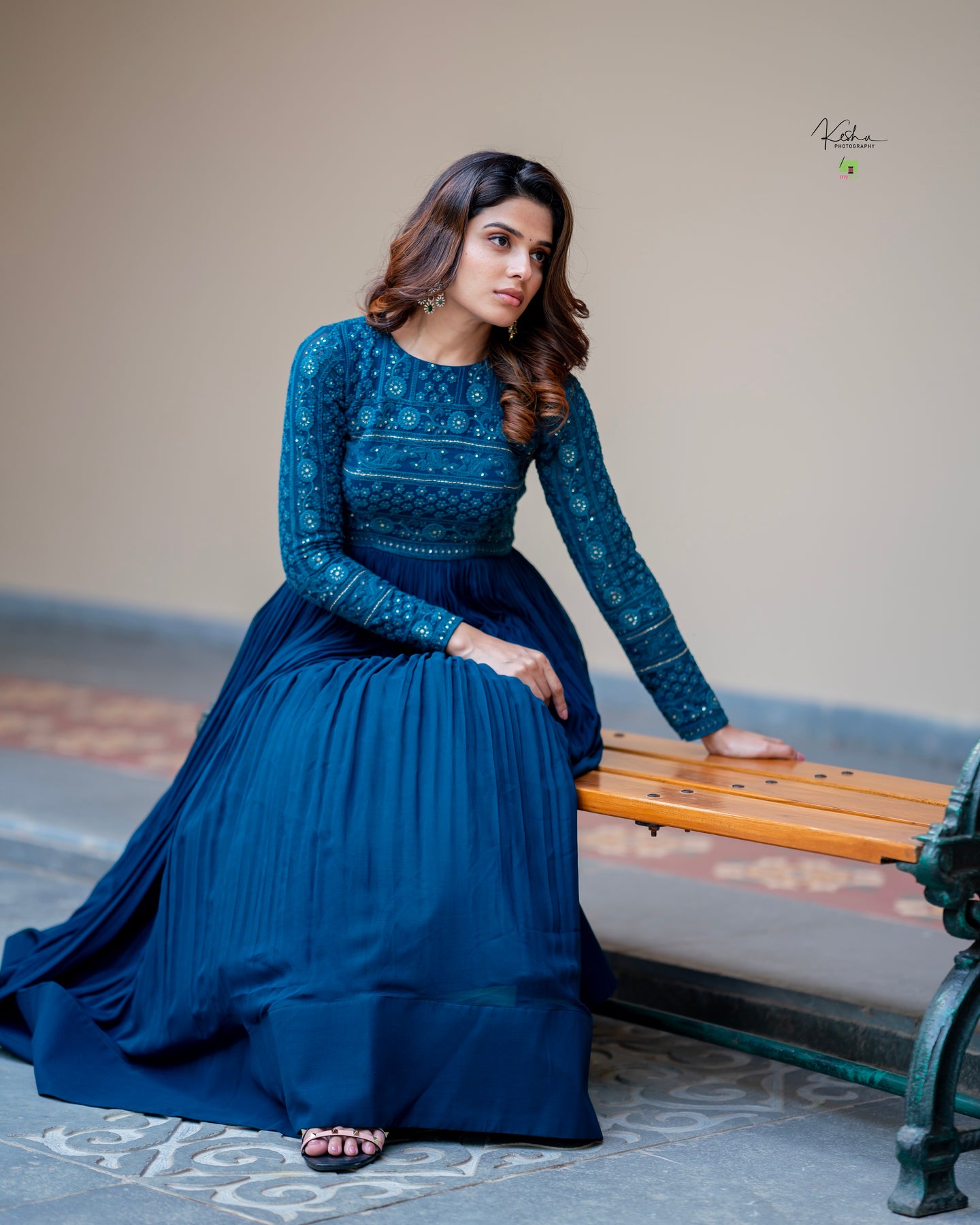 Peacock Blue Chikankari Dress myRiti Peacock Blue Chikankari Dress myRiti