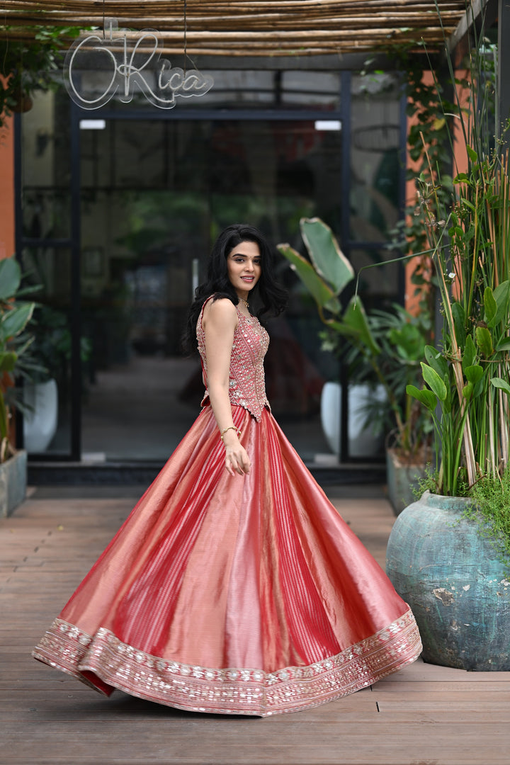 The Rose-Gold Radiance Lehenga