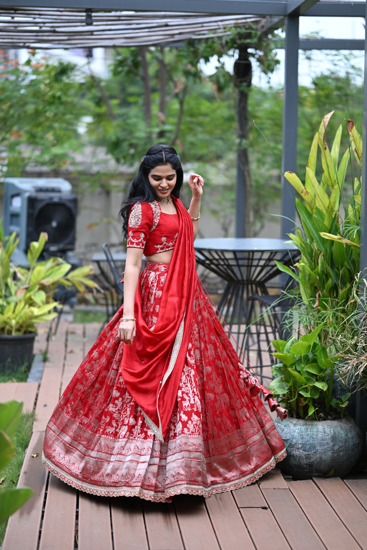 The Rajkumari Crimson Lehenga