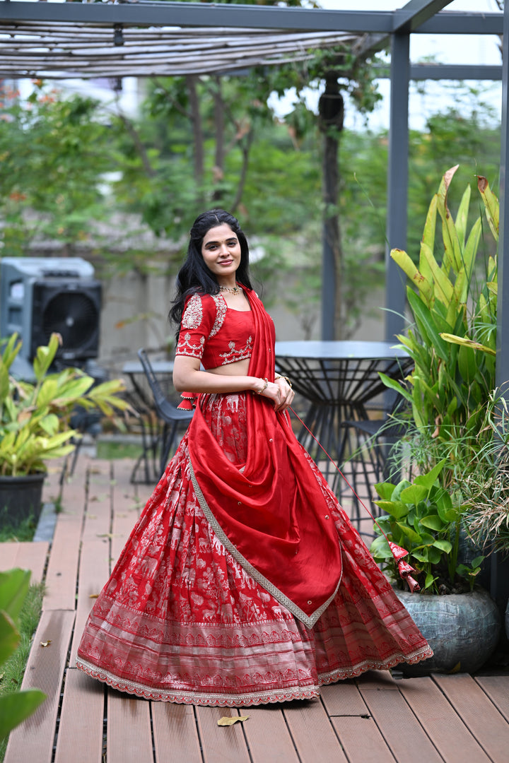 The Rajkumari Crimson Lehenga