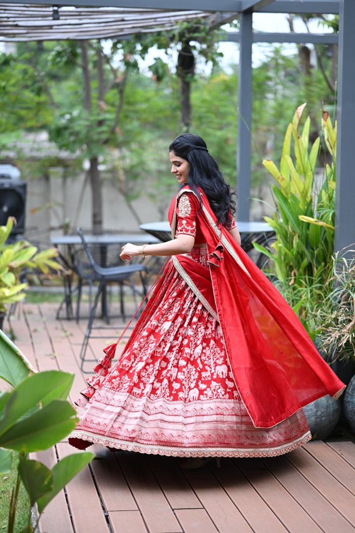The Rajkumari Crimson Lehenga