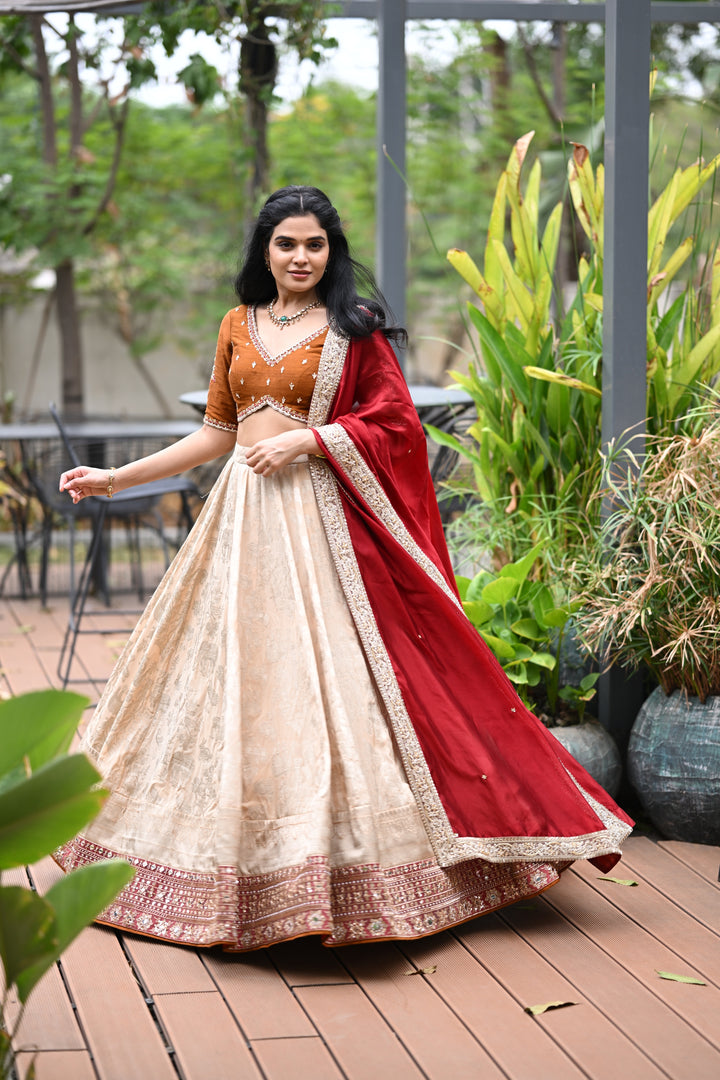 The Ivory Lattice Lehenga