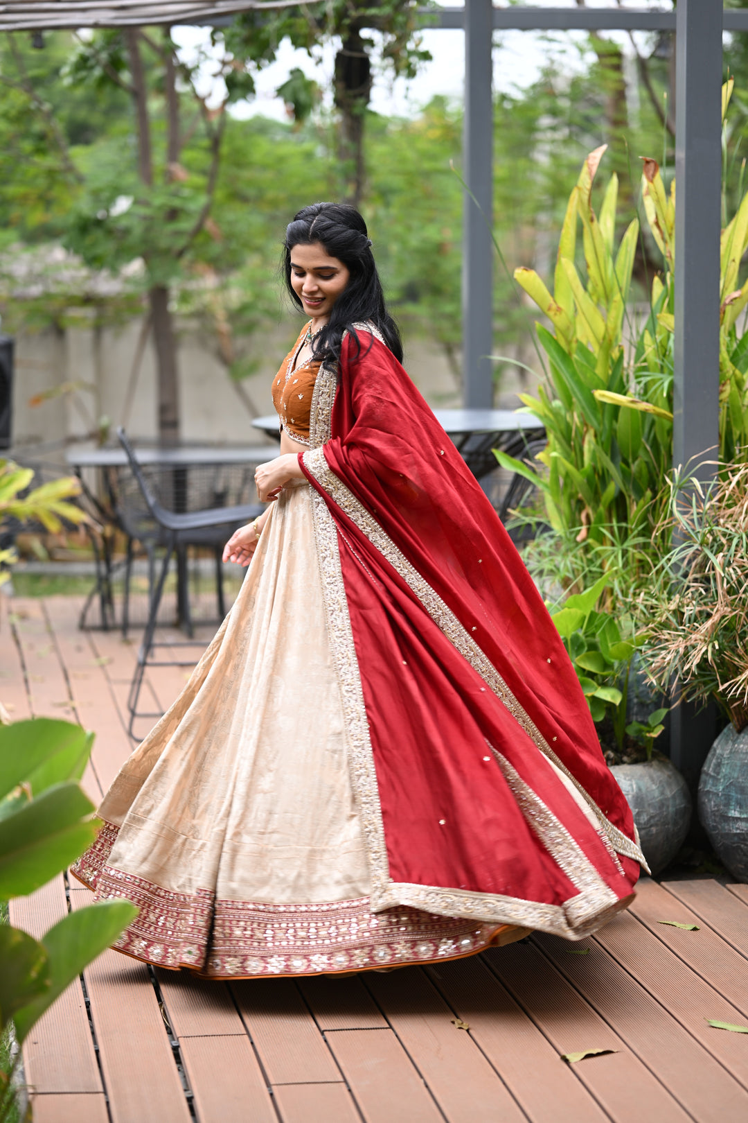 The Ivory Lattice Lehenga