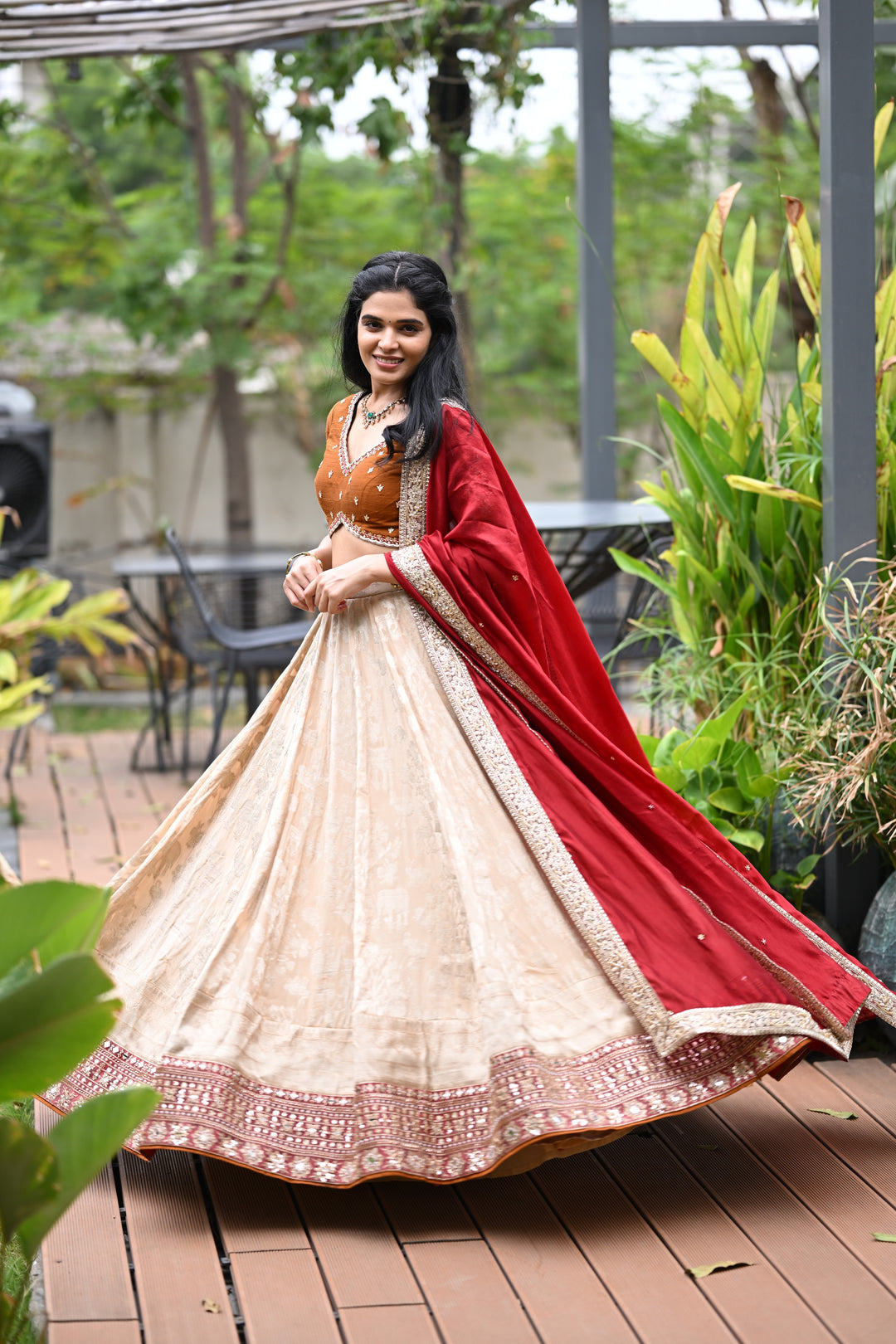 The Ivory Lattice Lehenga