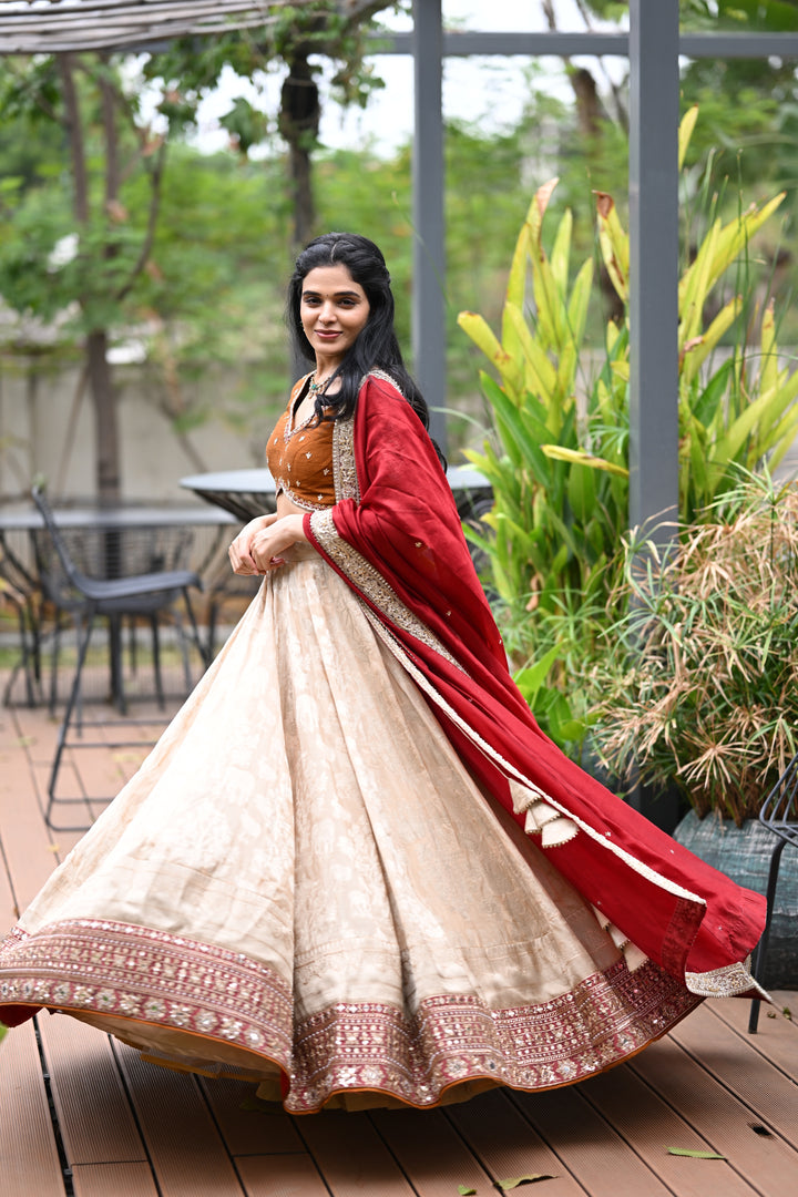The Ivory Lattice Lehenga