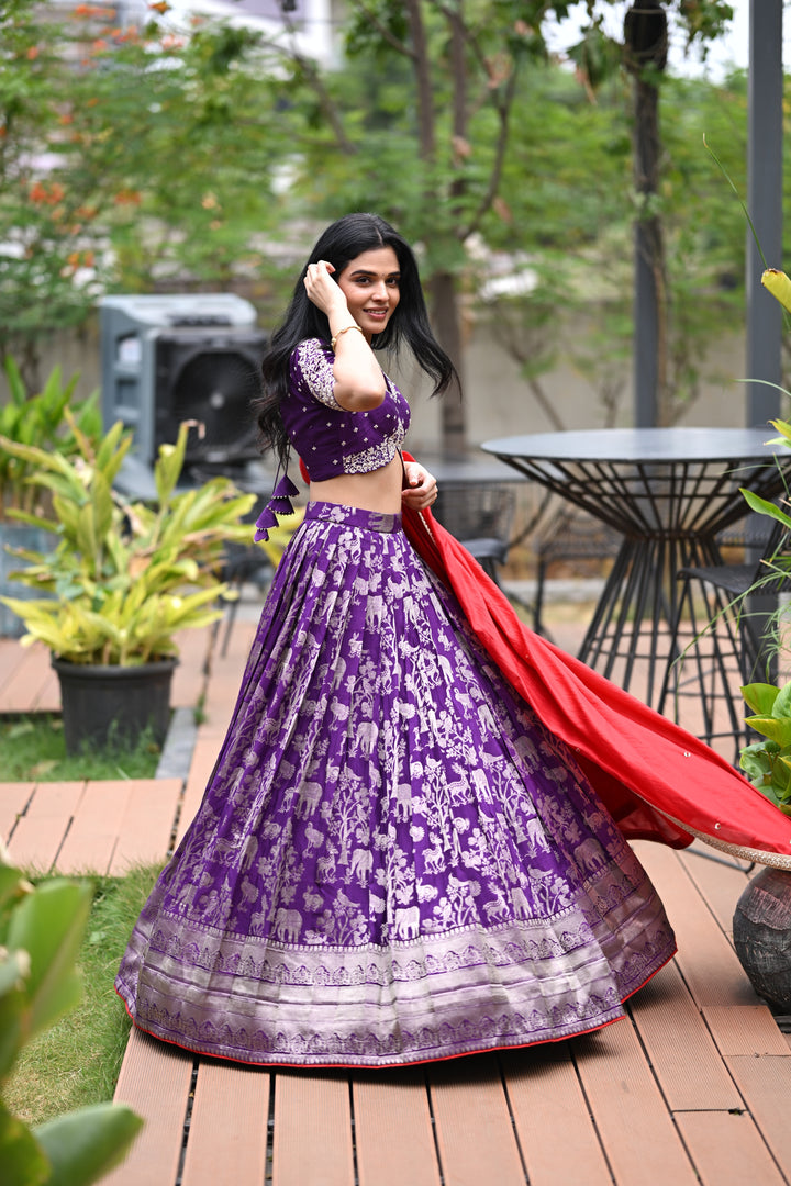 The Mrignayani Purple Lehenga