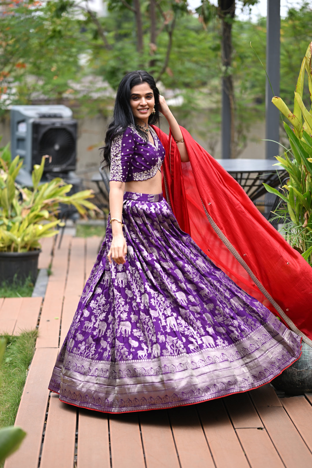 The Mrignayani Purple Lehenga