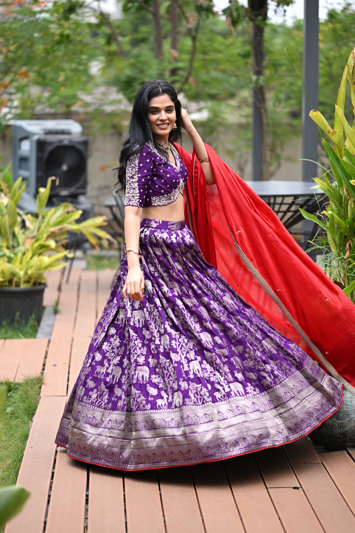 The Mrignayani Purple Lehenga