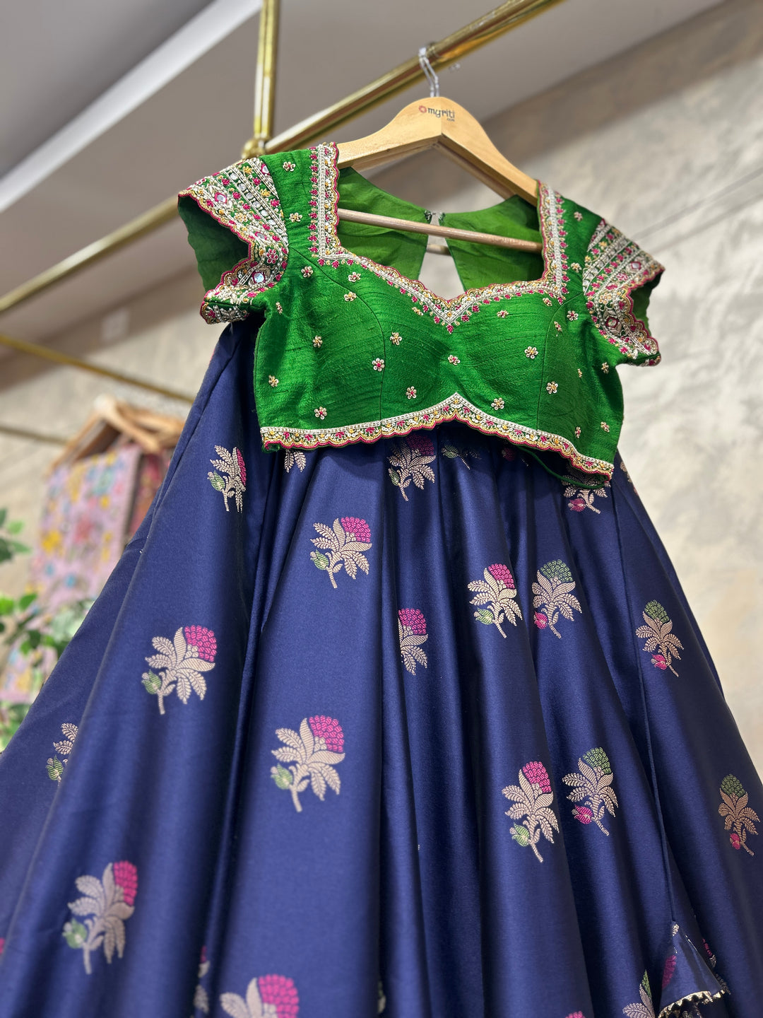 Blue & Green Banaras Silk Lehenga