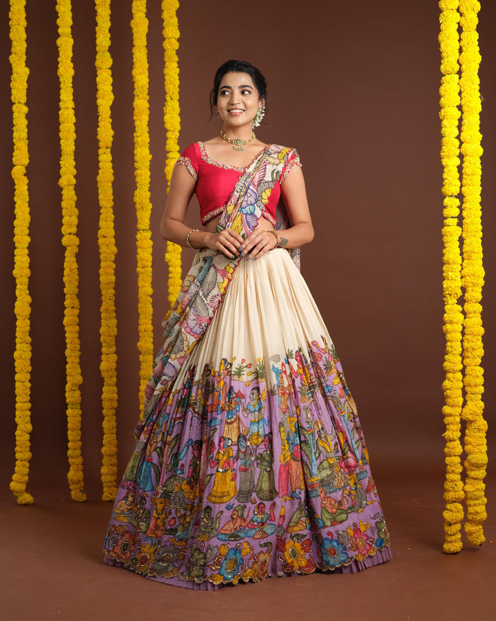 Lavender Kalamkari Lehenga