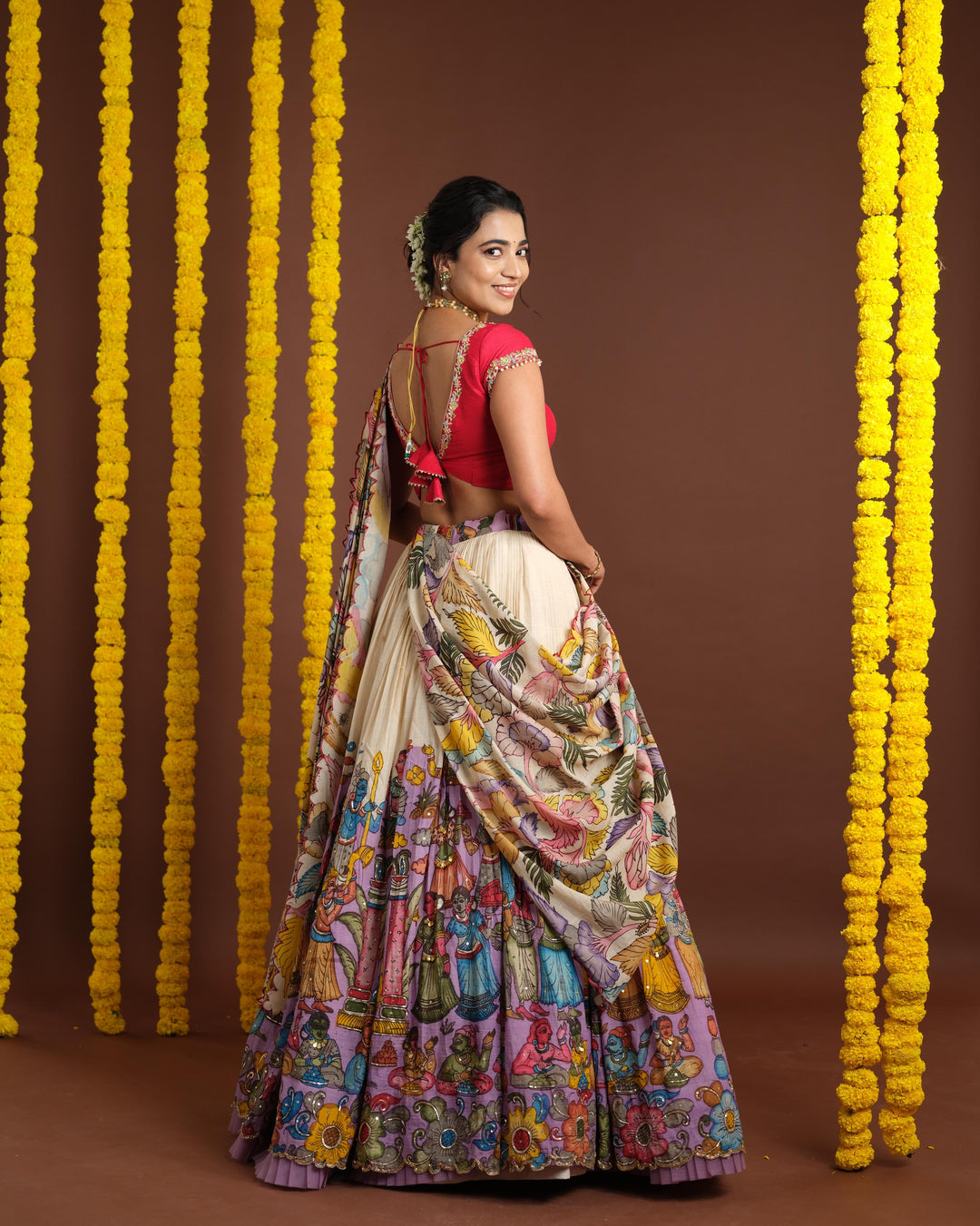 Lavender Kalamkari Lehenga