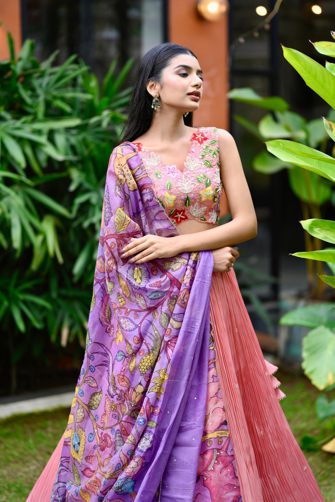 Pink Pure Tissue Silk Lehenga