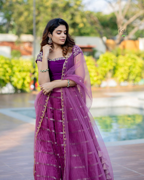 Exquisite Organza Lehenga from MyRiti, showcasing a blend of ethereal beauty and modern elegance. Perfect for those seeking sophisticated Indian wear online.