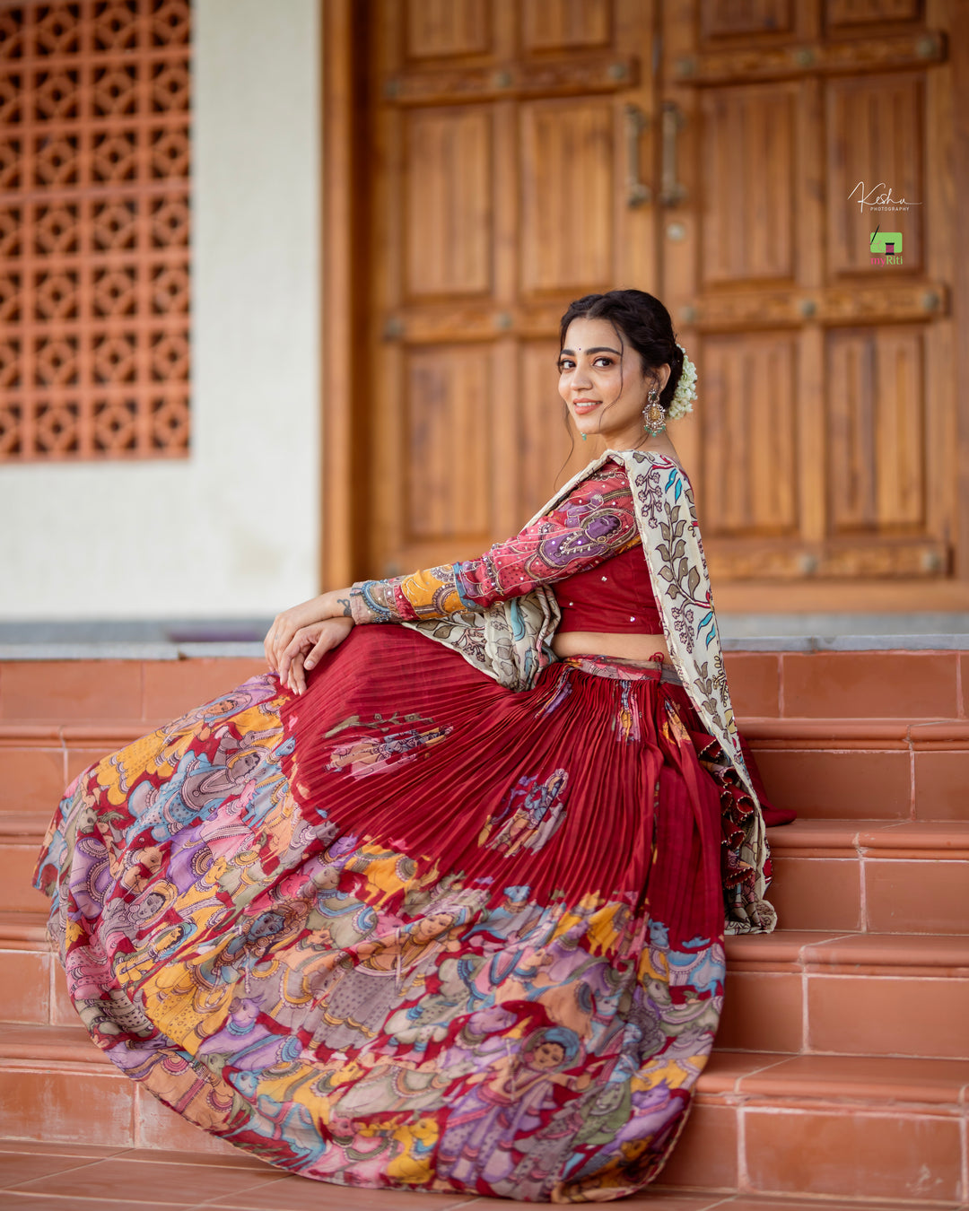 Maroon Kalamkari Lehenga