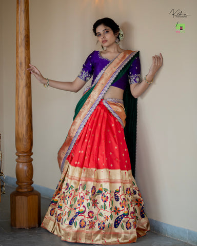 Green Pure Paithani Silk Lehenga Choli for Wedding - Dress me Royal