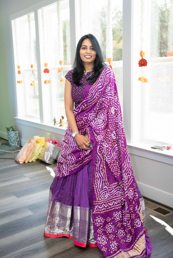 Purple Pure Mangalgiri Silk Lehenga