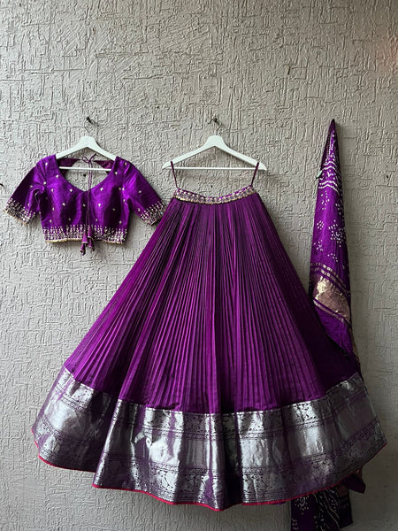 Purple Mangalgiri Silk Lehenga
