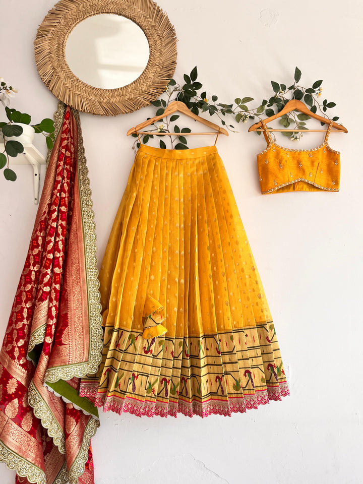 Yellow Pure Kota Silk Lehenga