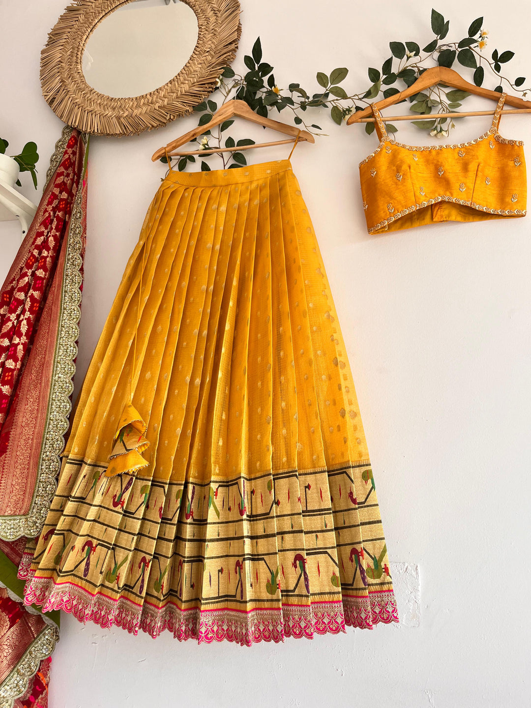 Yellow Pure Kota Silk Lehenga