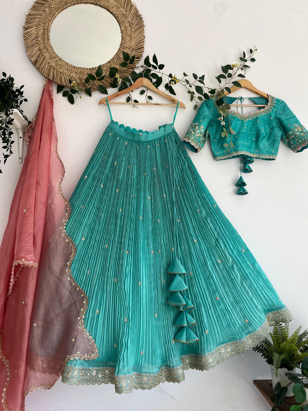 Sea Green Tissue Lehenga myRiti Sea Green Tissue Lehenga myRiti