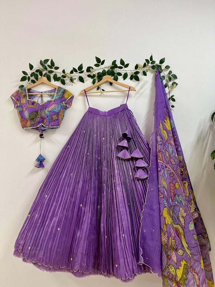 Lavendar Pure Tissue Silk Lehenga