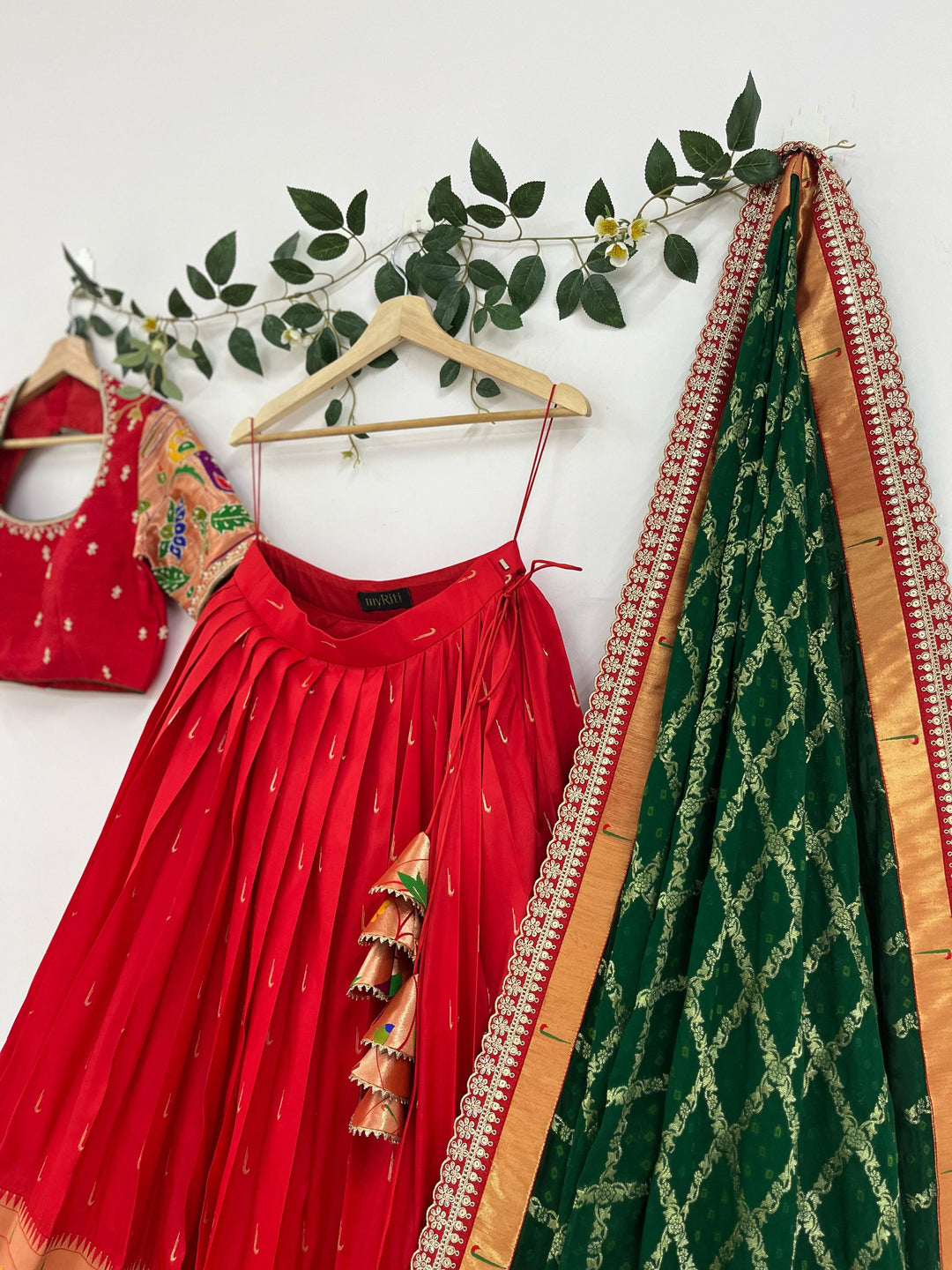 Red Paithani Lehenga