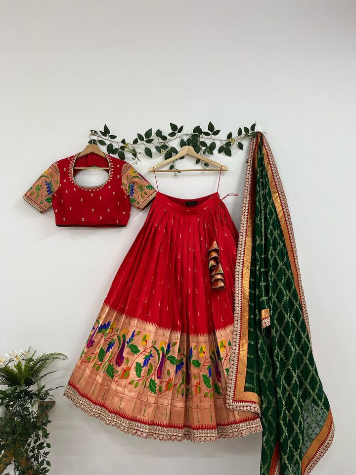 Red Paithani Lehenga