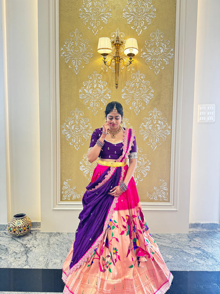 Pink Paithani Silk Lehenga