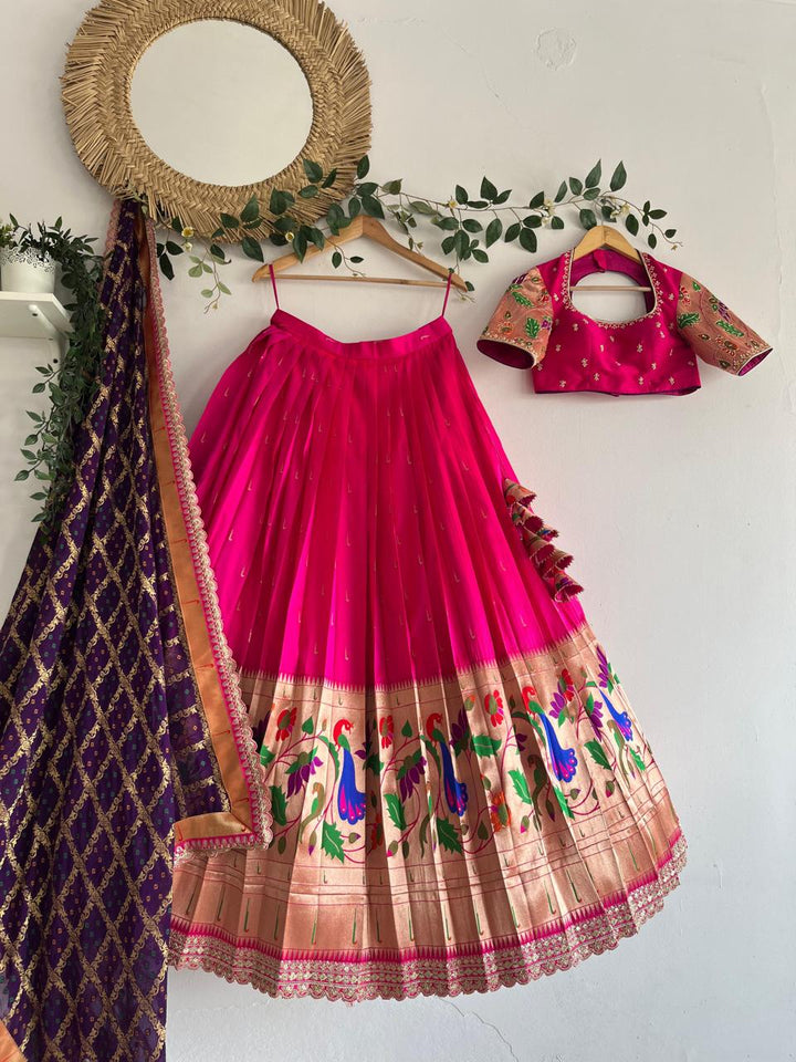 Pink Paithani Silk Lehenga