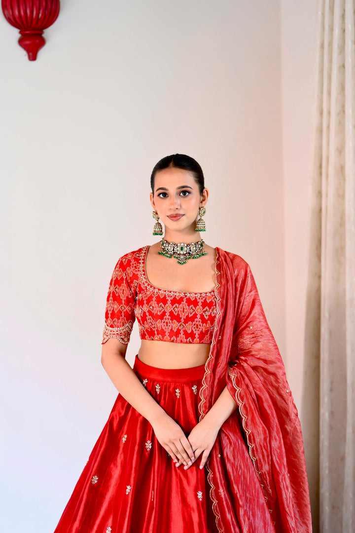 Red Bridal Silk Lehenga