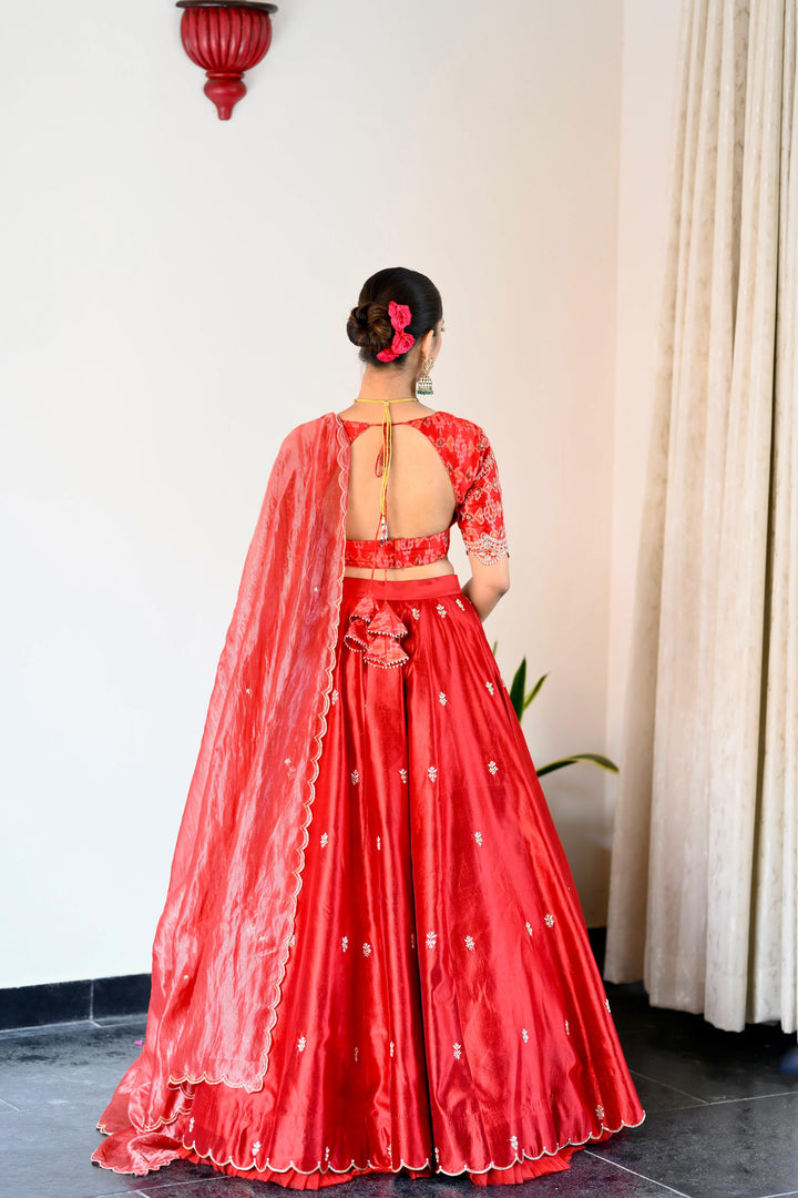 Red Bridal Silk Lehenga