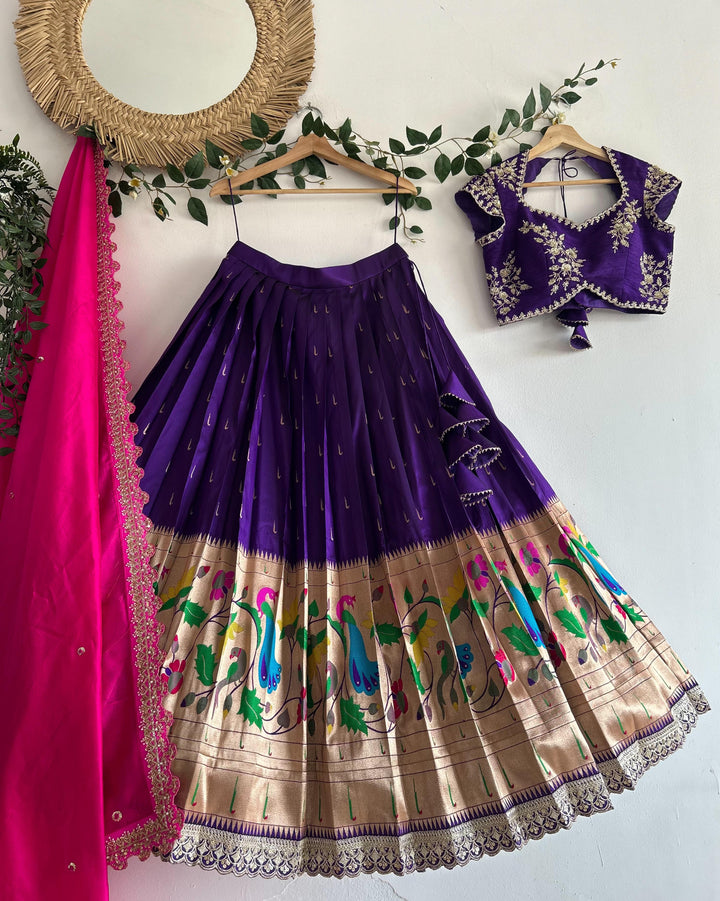 Purple Paithani Silk Lehenga