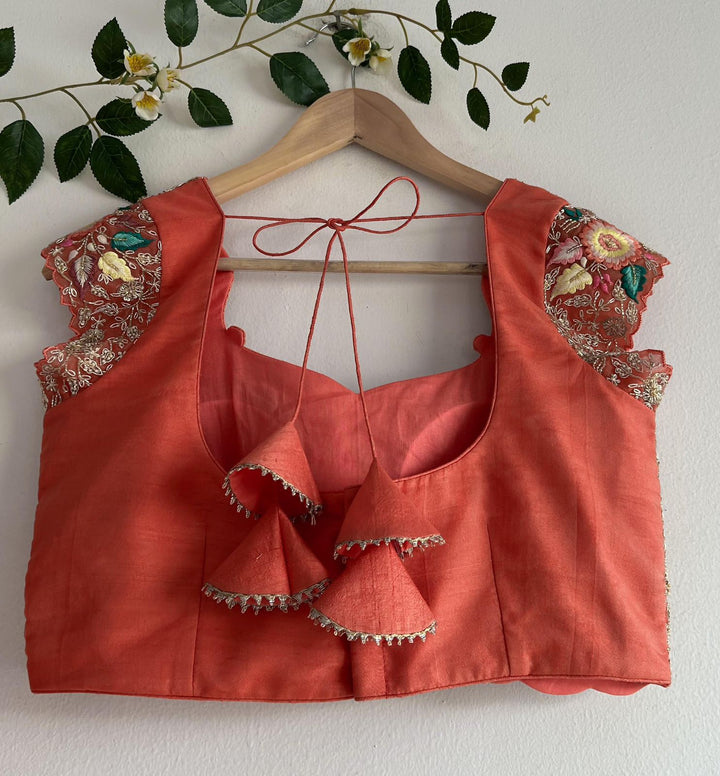 Rust Orange Tissue Lehenga