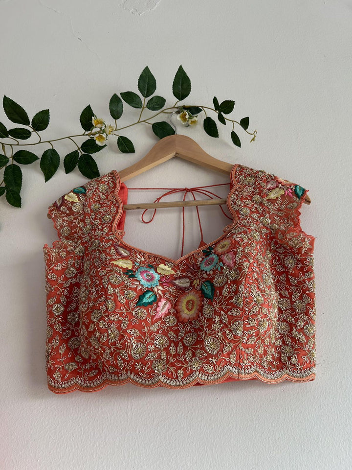 Rust Orange Tissue Lehenga