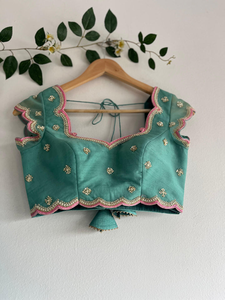 Sea Blue Tissue Lehenga