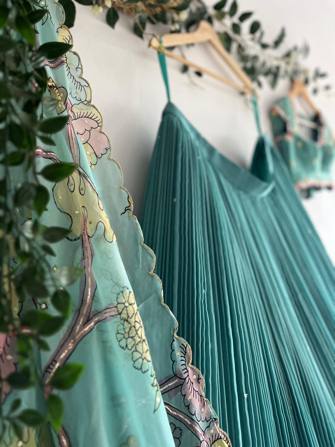 Sea Blue Tissue Lehenga