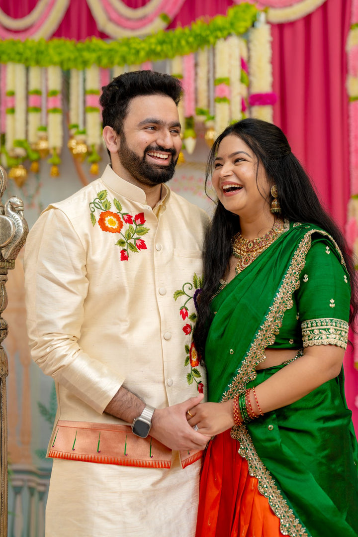 Couple Paithani Silk Outfit