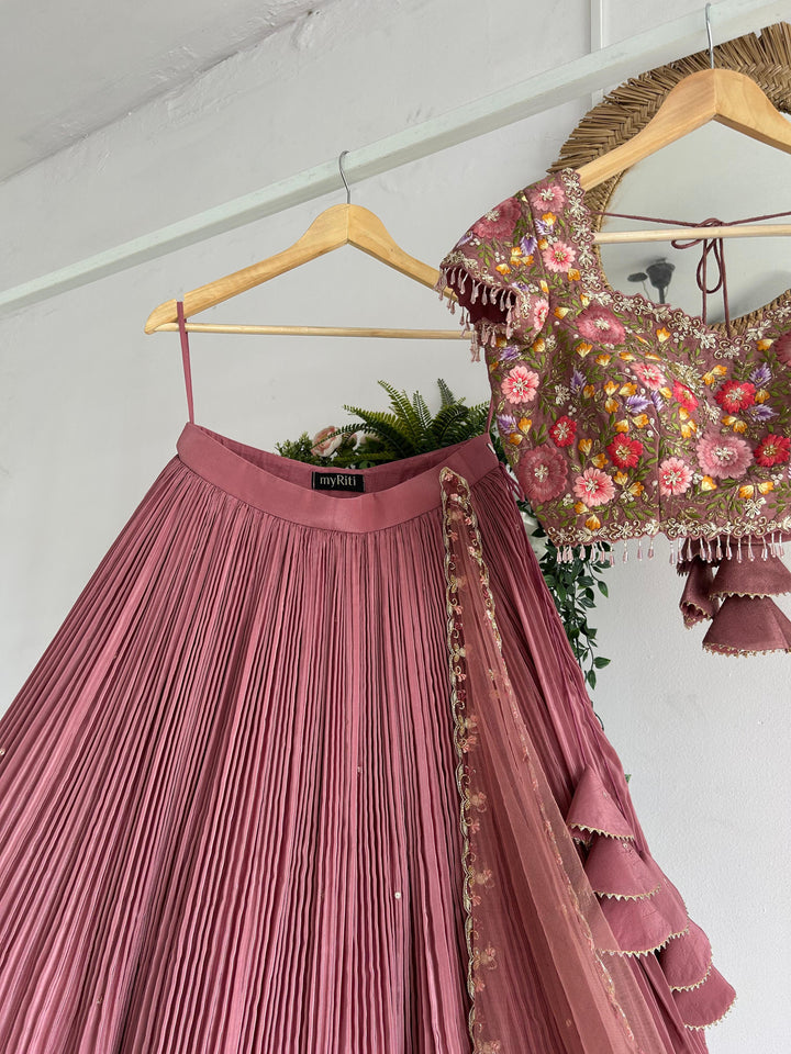 Pink Tissue Lehenga