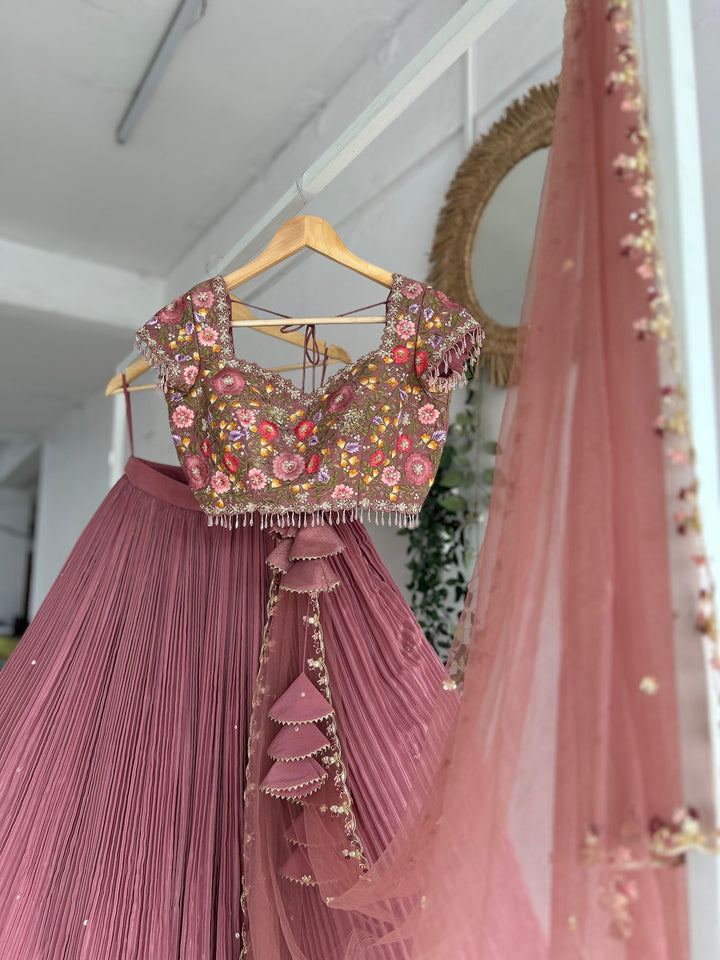 Pink Tissue Lehenga