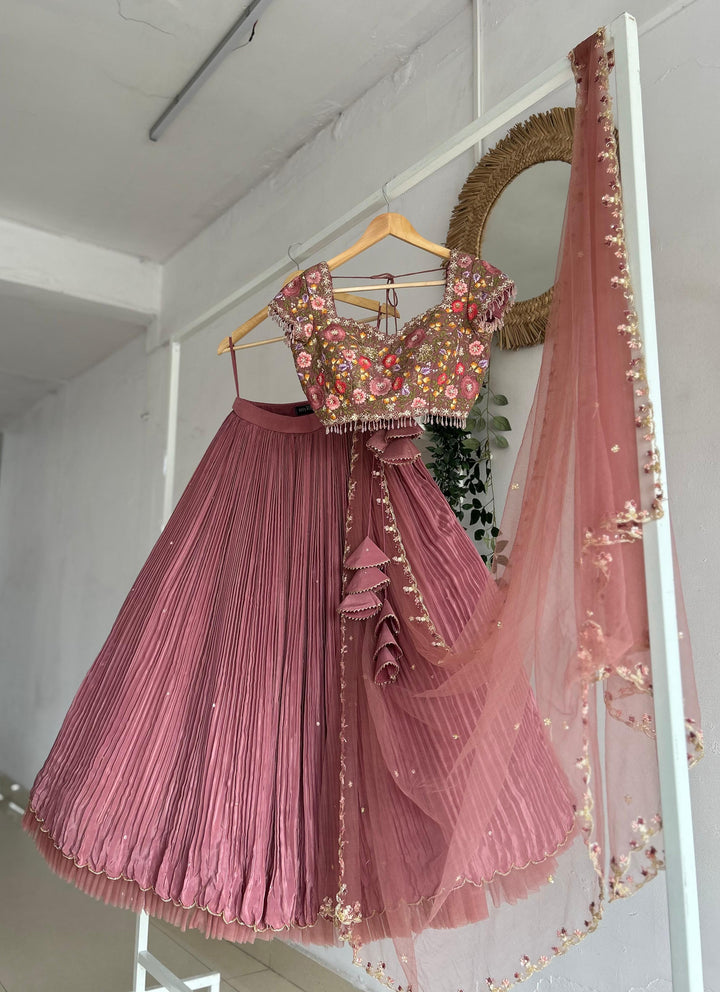 Pink Tissue Lehenga