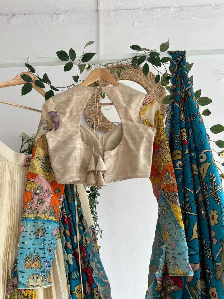 Beige Pen Kalamkari Lehenga